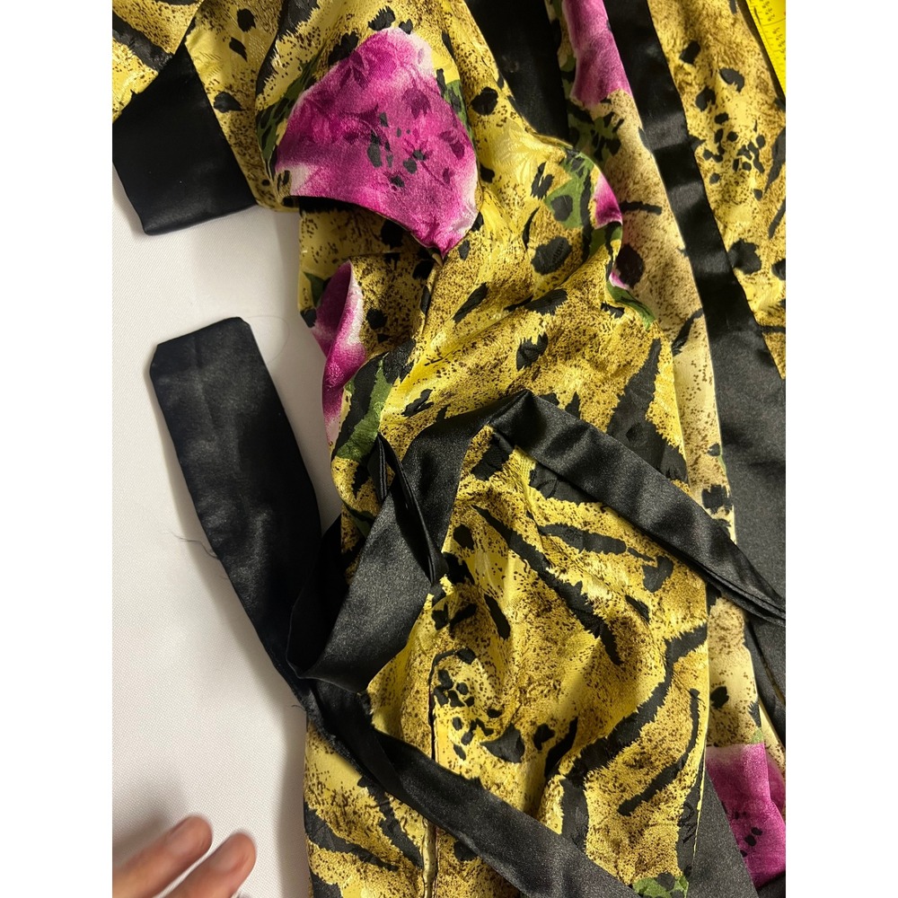 Vintage Vanity Fair Womens Gold Animal Print Floral Satin Robe Nightgown Set L - Picture 5 of 16